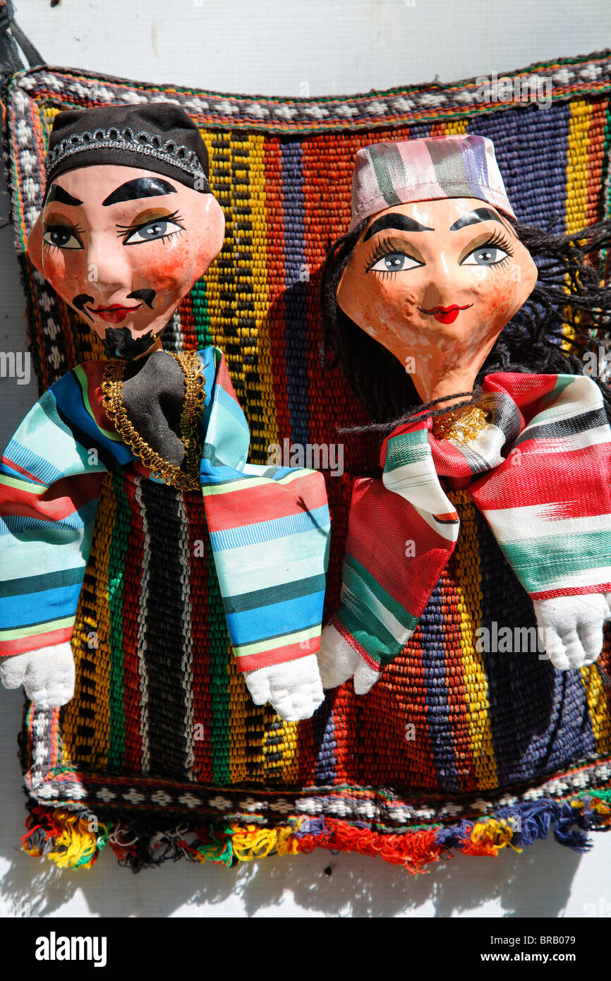 Souvenir puppets for sale, Bukhara, Uzbekistan Stock Photo
