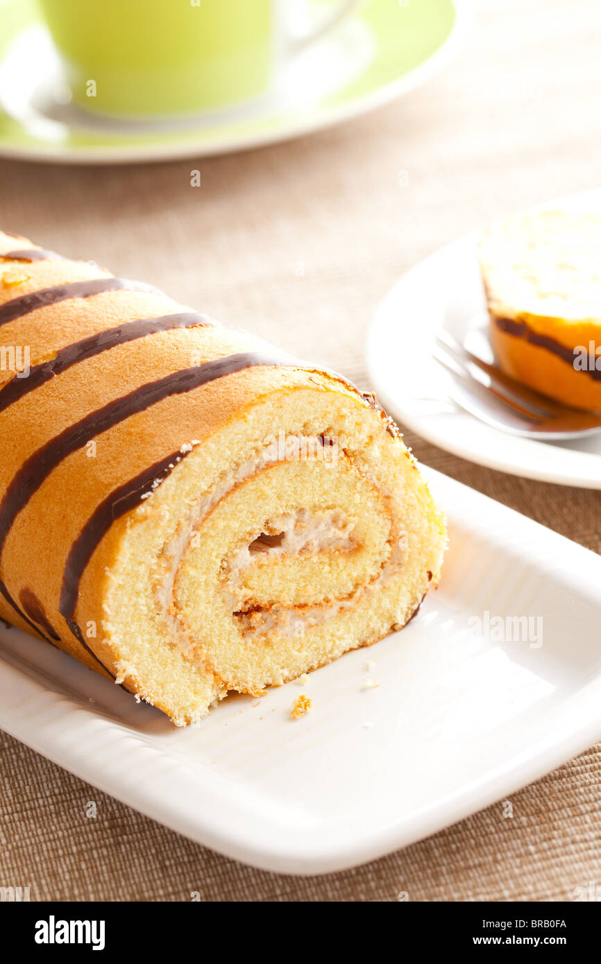 sweet sponge roll dessert Stock Photo