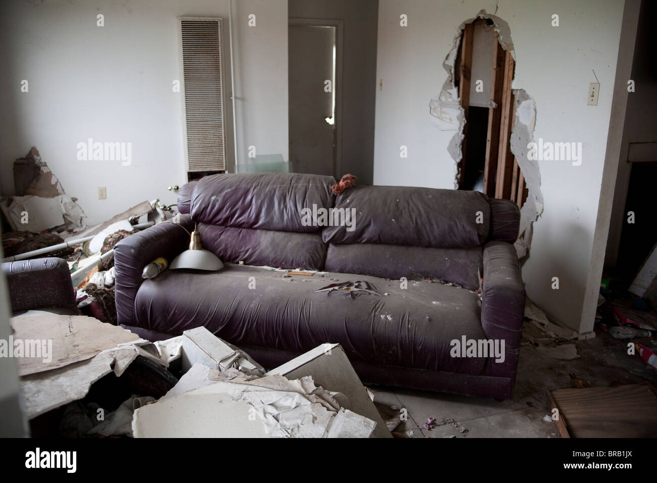 The damaged interior of an apartment in New Orleans 9th Ward five years