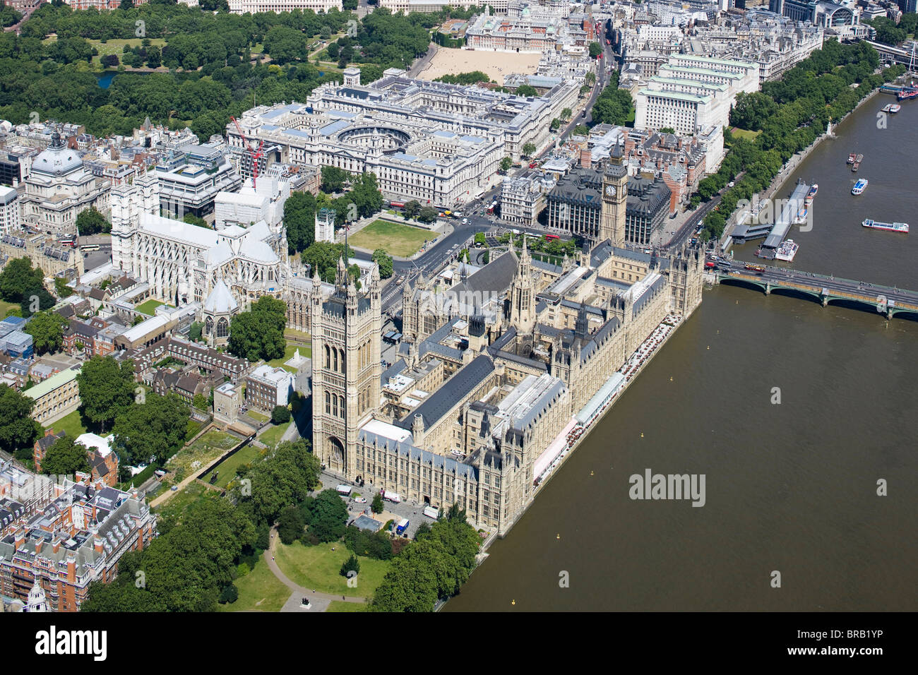 Aerial Photograph of the Houses of Parliament, London Stock Photo