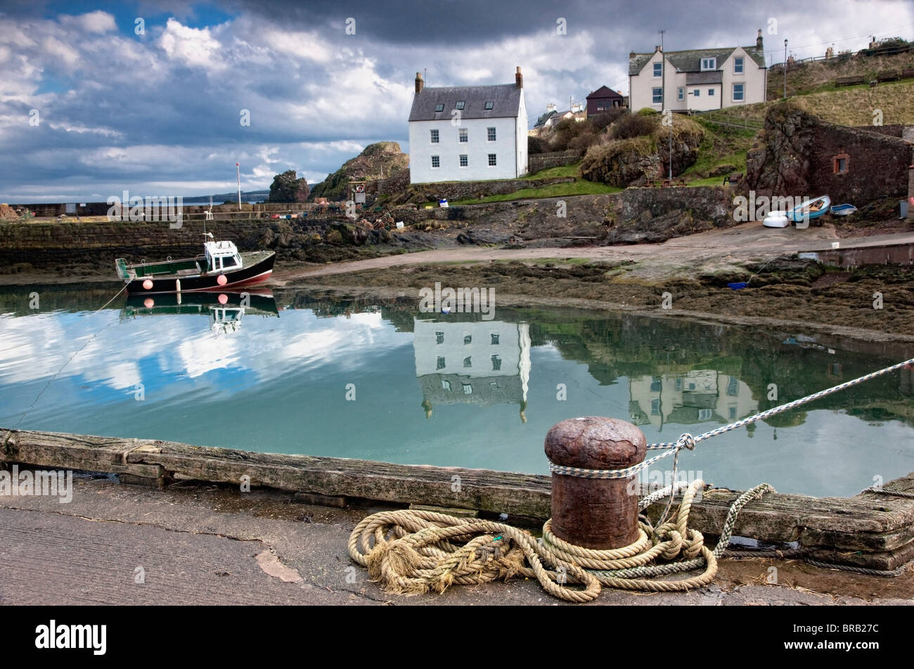 Houses And Boats Along The Water; St. Abb's Head, Scottish Borders