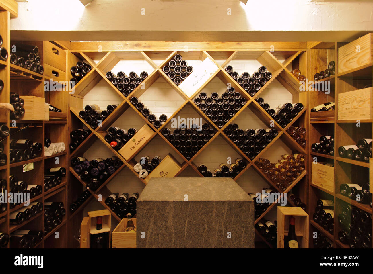 wine cellar in a Danish restaurant Stock Photo Alamy