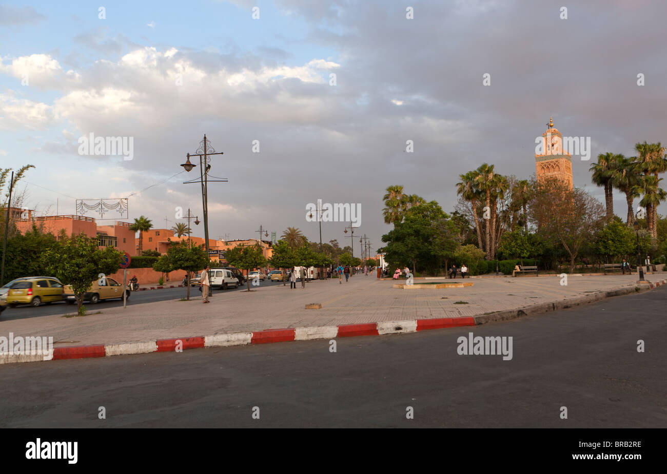 Minaret of the Koutoubia Mosque in Marrakech, Marrakesh, Morocco, North Africa Stock Photo