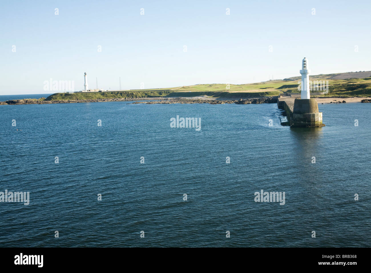 Nigg Lighthouse harbour entrance Aberdeen, Scotland Stock Photo