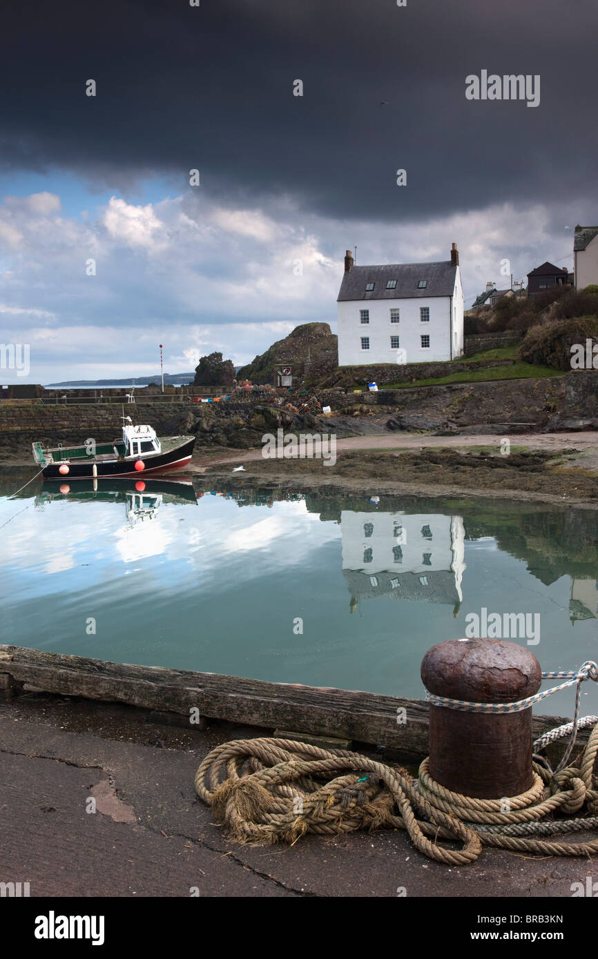 Houses Along The Water And A Boat On The Shore; St. Abb's Head