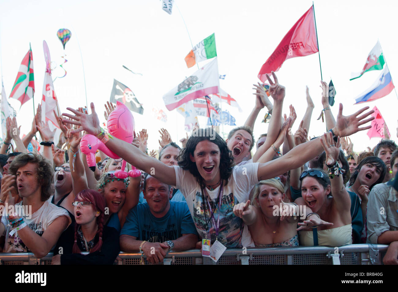 Crowd and Atmosphere at a music Festival. Stock Photo