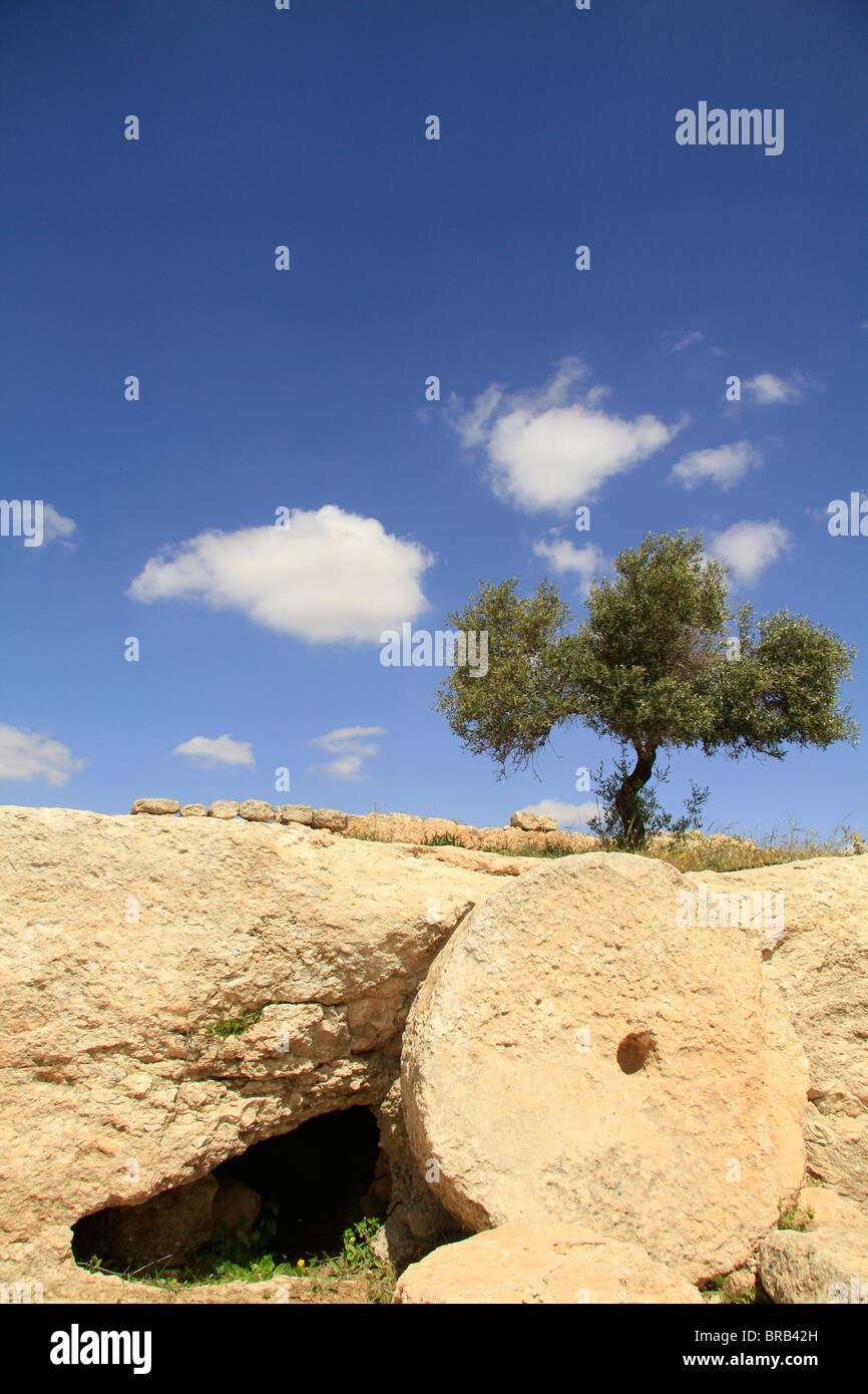 Southern Hebron Mountain, a burial cave in ancient Susya Stock Photo
