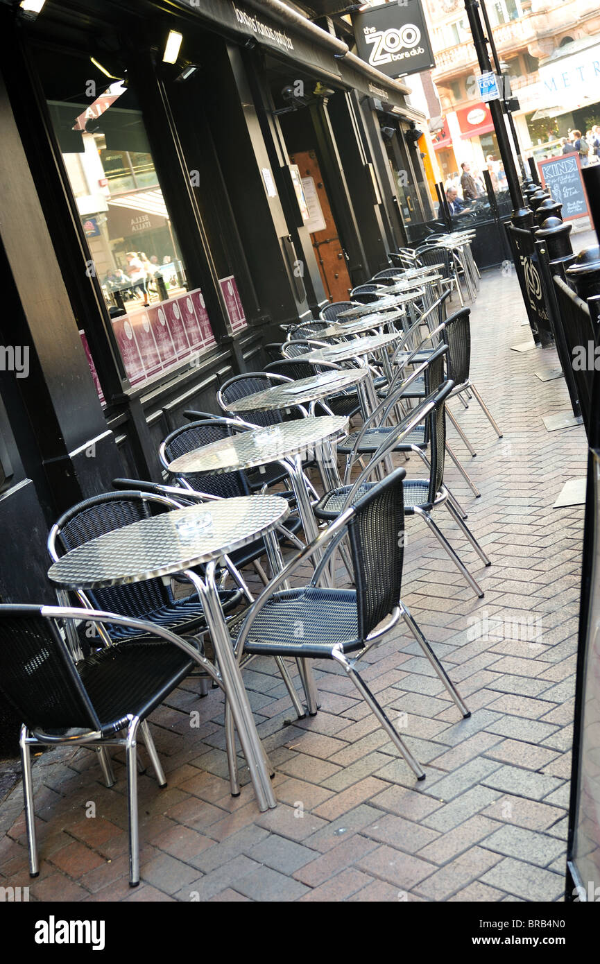 Empty Tables in London street Stock Photo