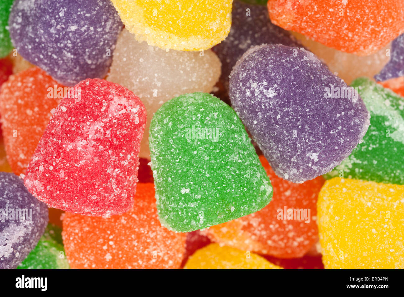 A pile of chewy, gummy, sugar crystal sweet holiday candy. Stock Photo