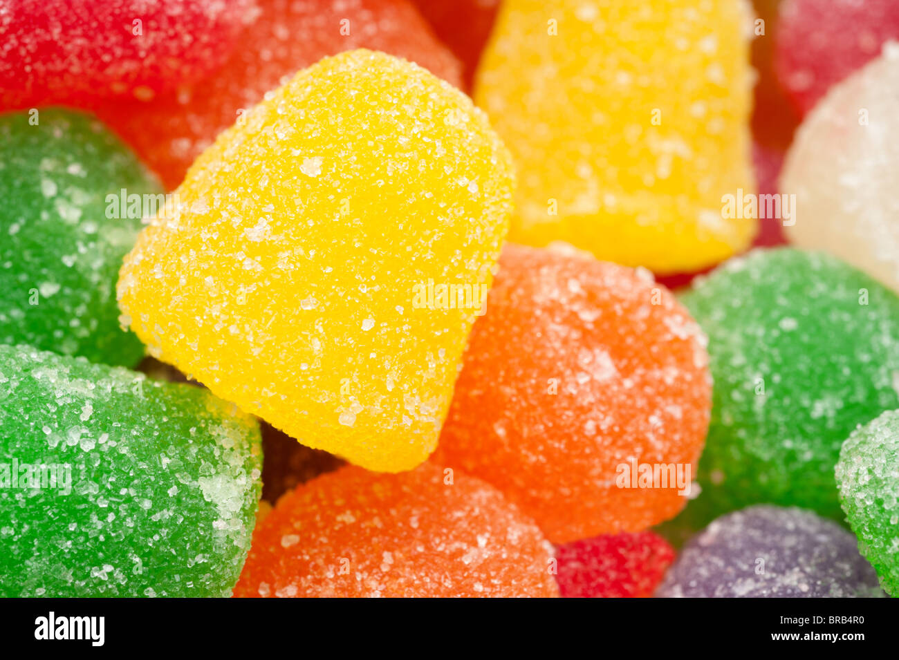 A pile of chewy, gummy, sugar crystals sweet holiday candy. Stock Photo