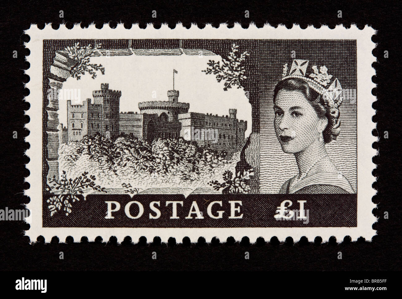 Postage stamp from Great Britain depicting Windsor Castle in England