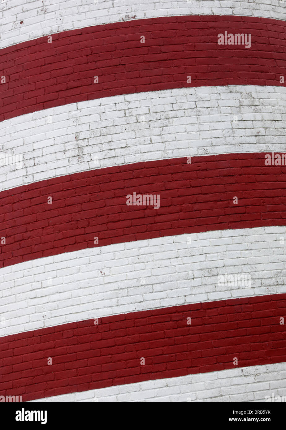 red white stripe brick wall Stock Photo