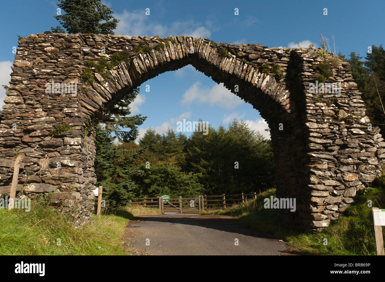 The Hafod Arch, built by Thomas Johnes to celebrate the jubilee of King George III in 1810. Cwmystwyth Ceredigion Wales UK Stock Photo