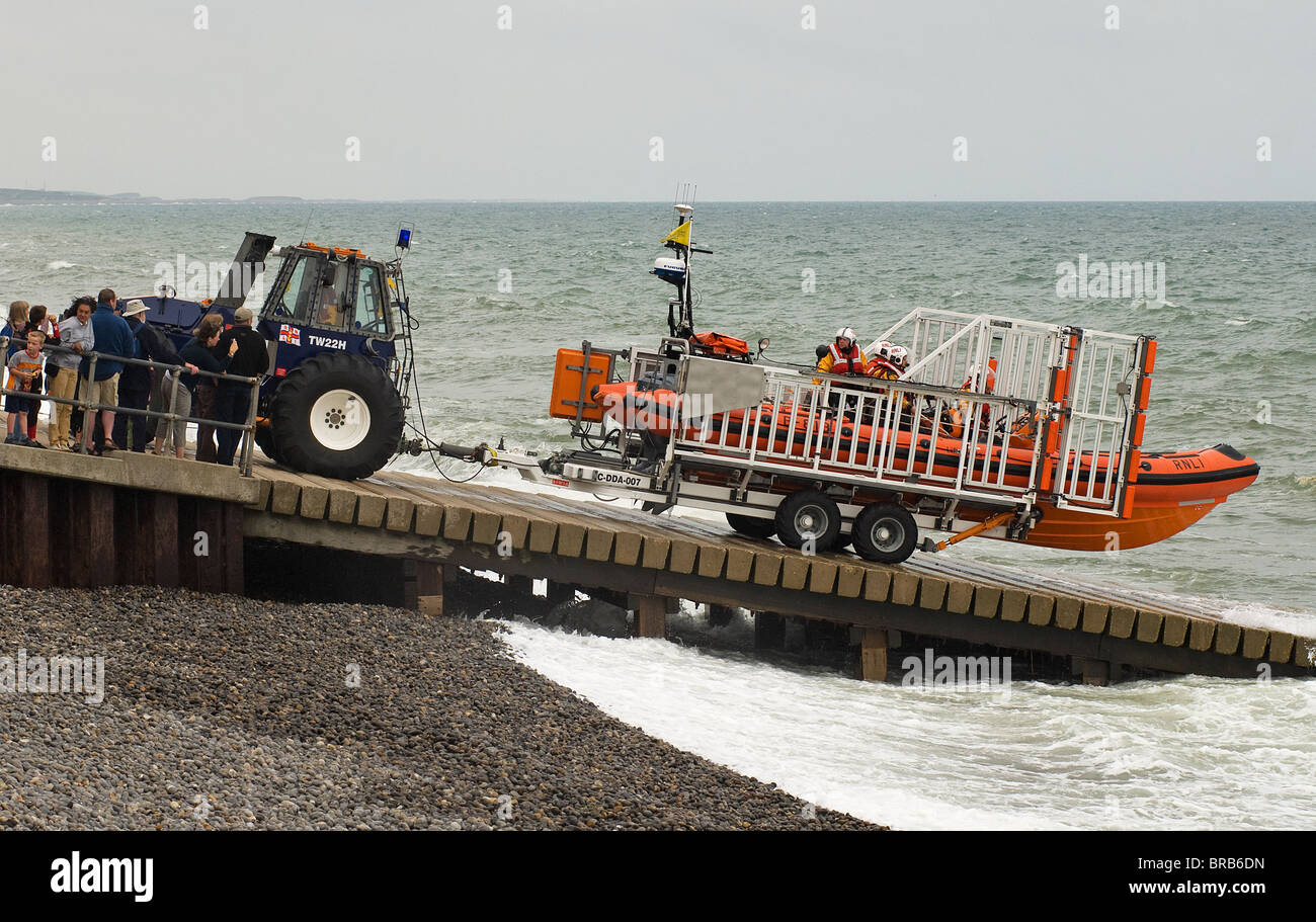 The RNLIs tractor unit about to launch the Sheringham Lifeboat. Stock Photo