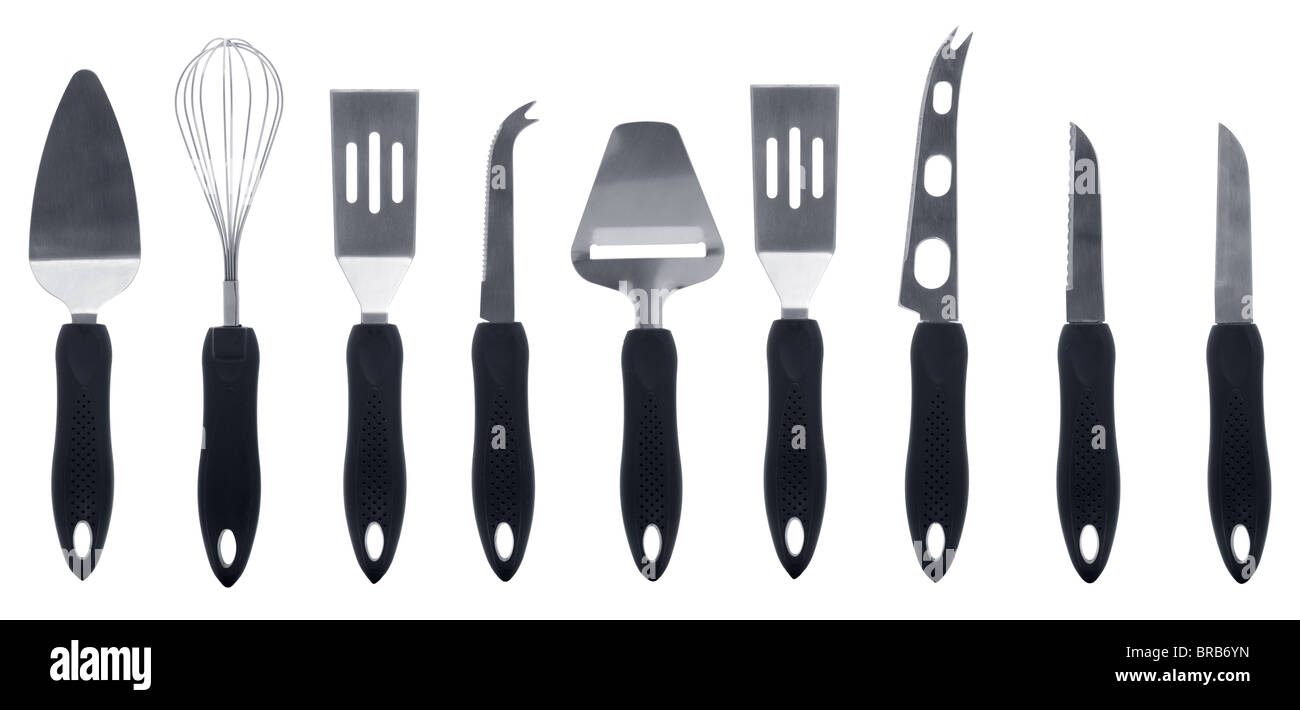 Utensils Sample kitchen utensil collection isolated on white background Stock Photo - Alamy