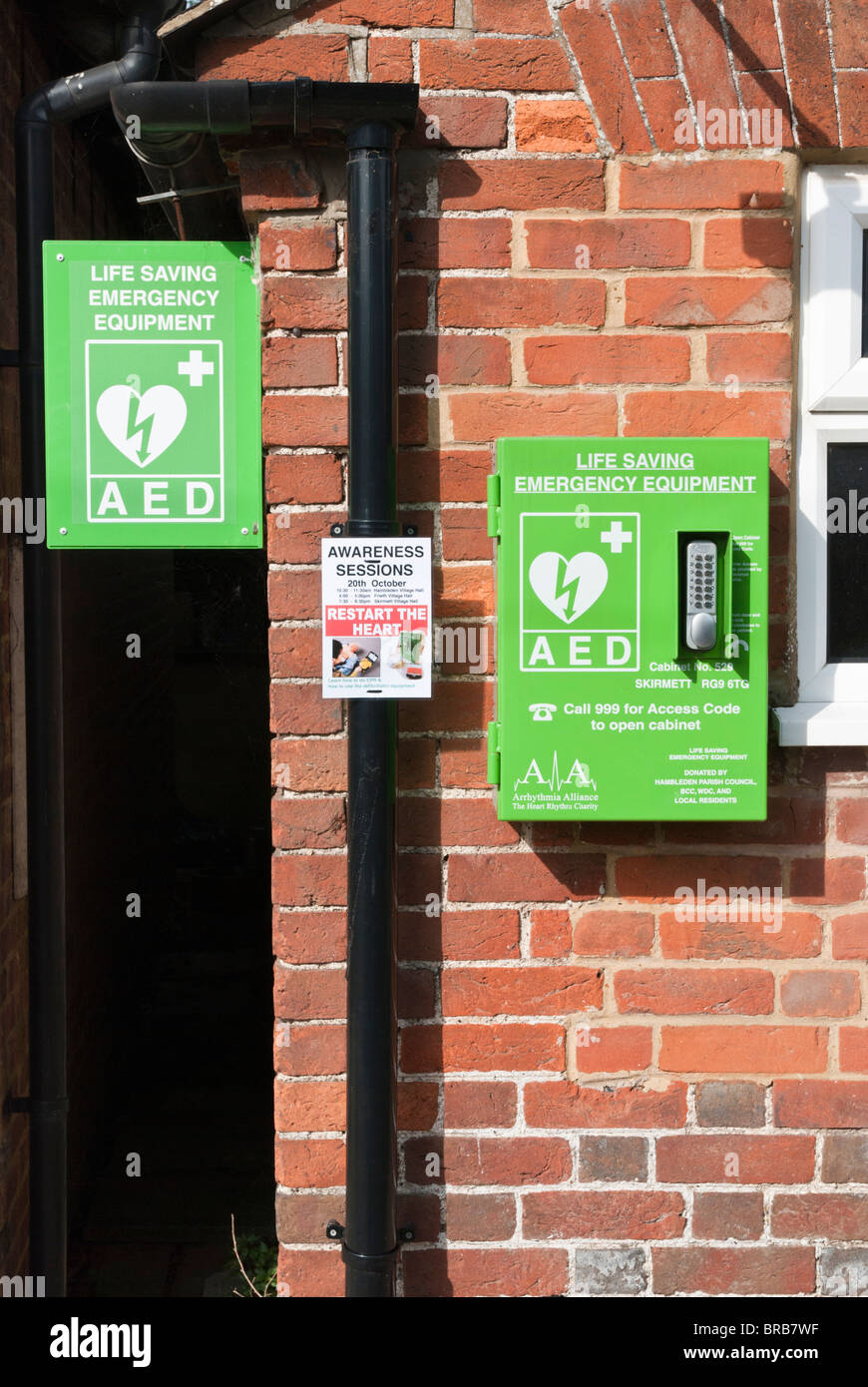 Automated External Defibrillator used to treat Heart Attacks in rural areas. This is at Skirmett, Buckinghamshire, England, UK Stock Photo