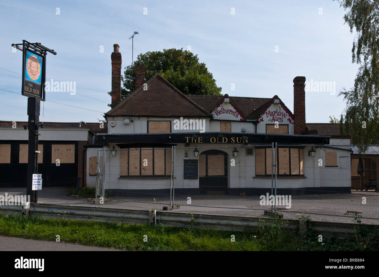 A boarded up pub in Lane End, near High Formerly The Old Sun