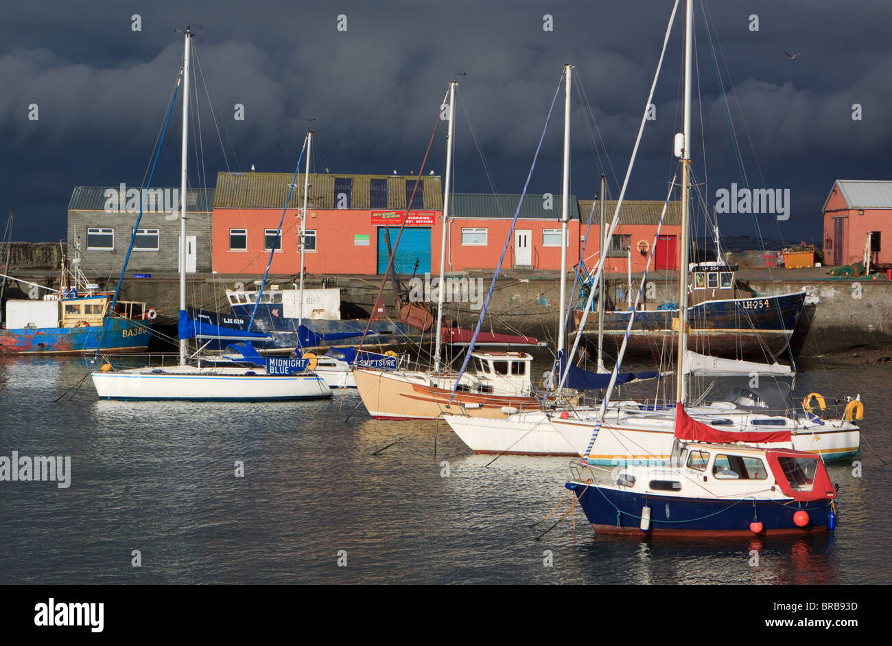 Stormy Skies over Port Seton Harbour Stock Photo