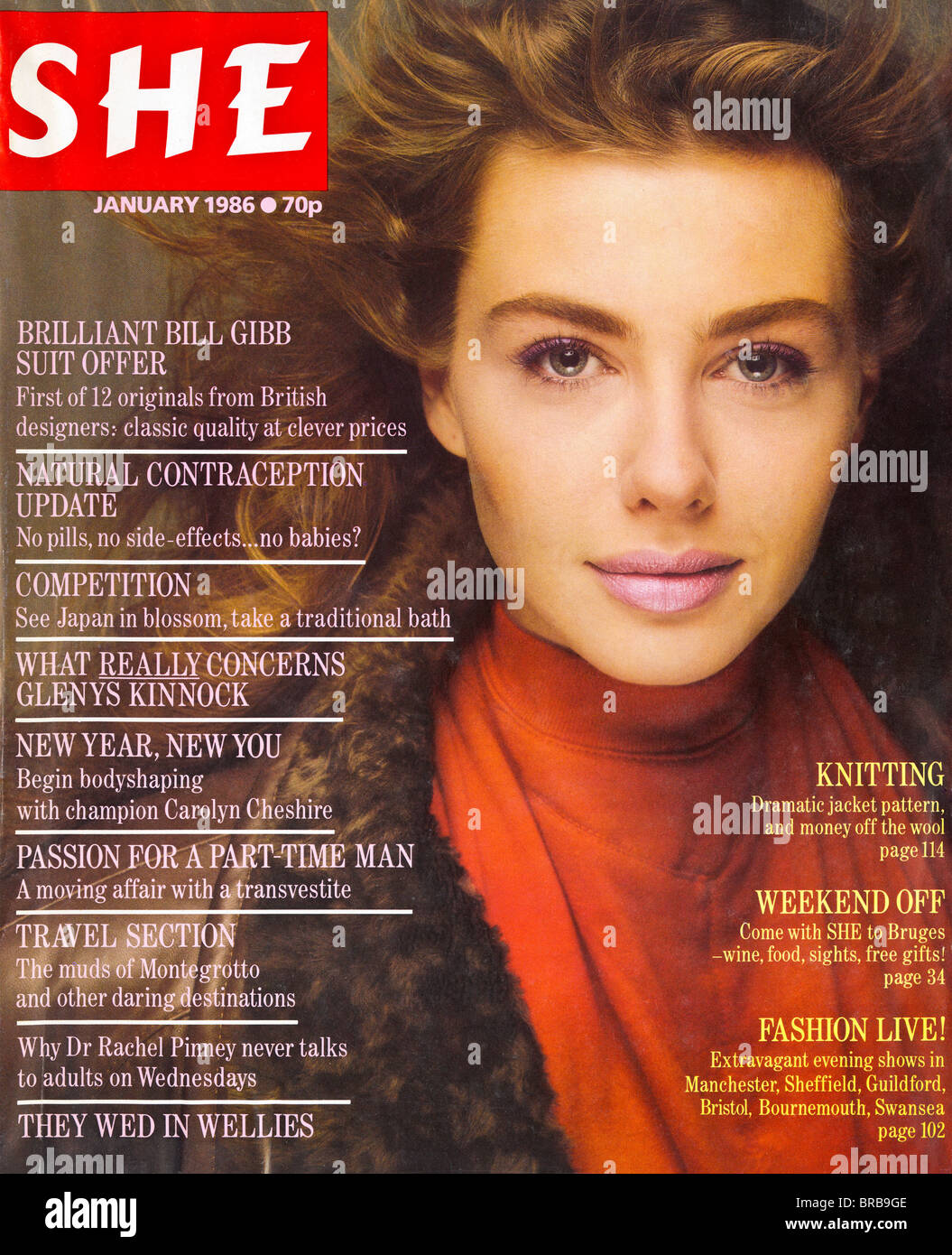 Cover of SHE magazine January 1986 Stock Photo