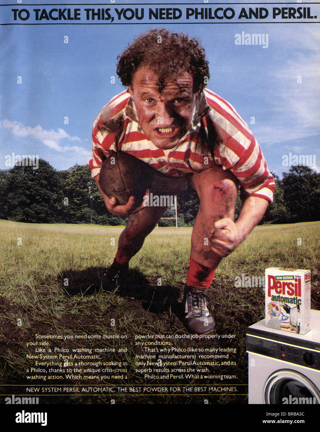 Colour magazine advertisement for Persil automatic washing powder circa 1986 Stock Photo