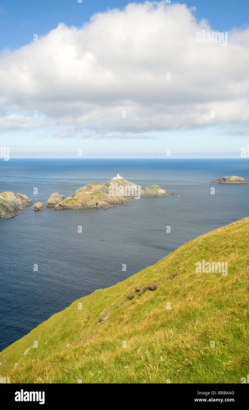 Muckle Flugga lighthouse, Britain's most northerly point, Hermaness, Unst, Shetland Islands Stock Photo