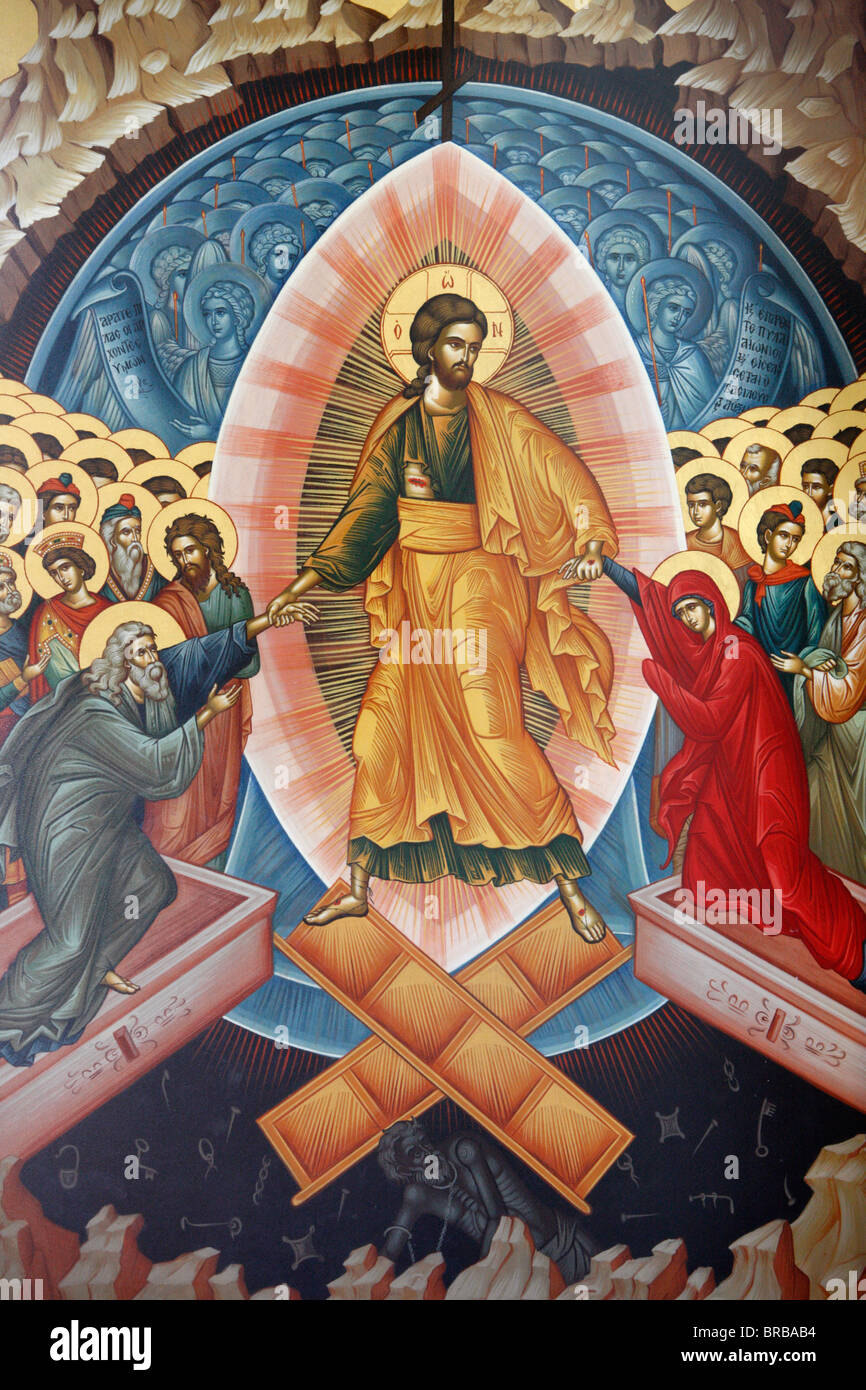 Resurrection icon, Tirana, Albania Stock Photo