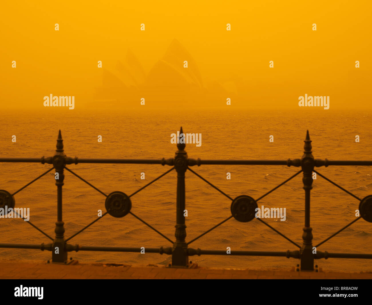 Sydney Opera House during red dust storm, Sydney, New South Wales, Australia Stock Photo