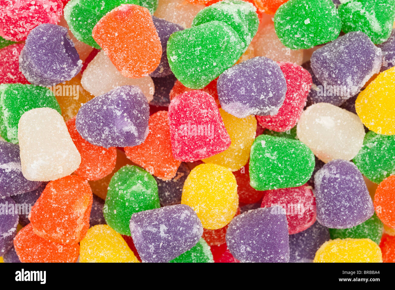 A pile of chewy, gummy, sugar crystalized sweet holiday candy. Stock Photo