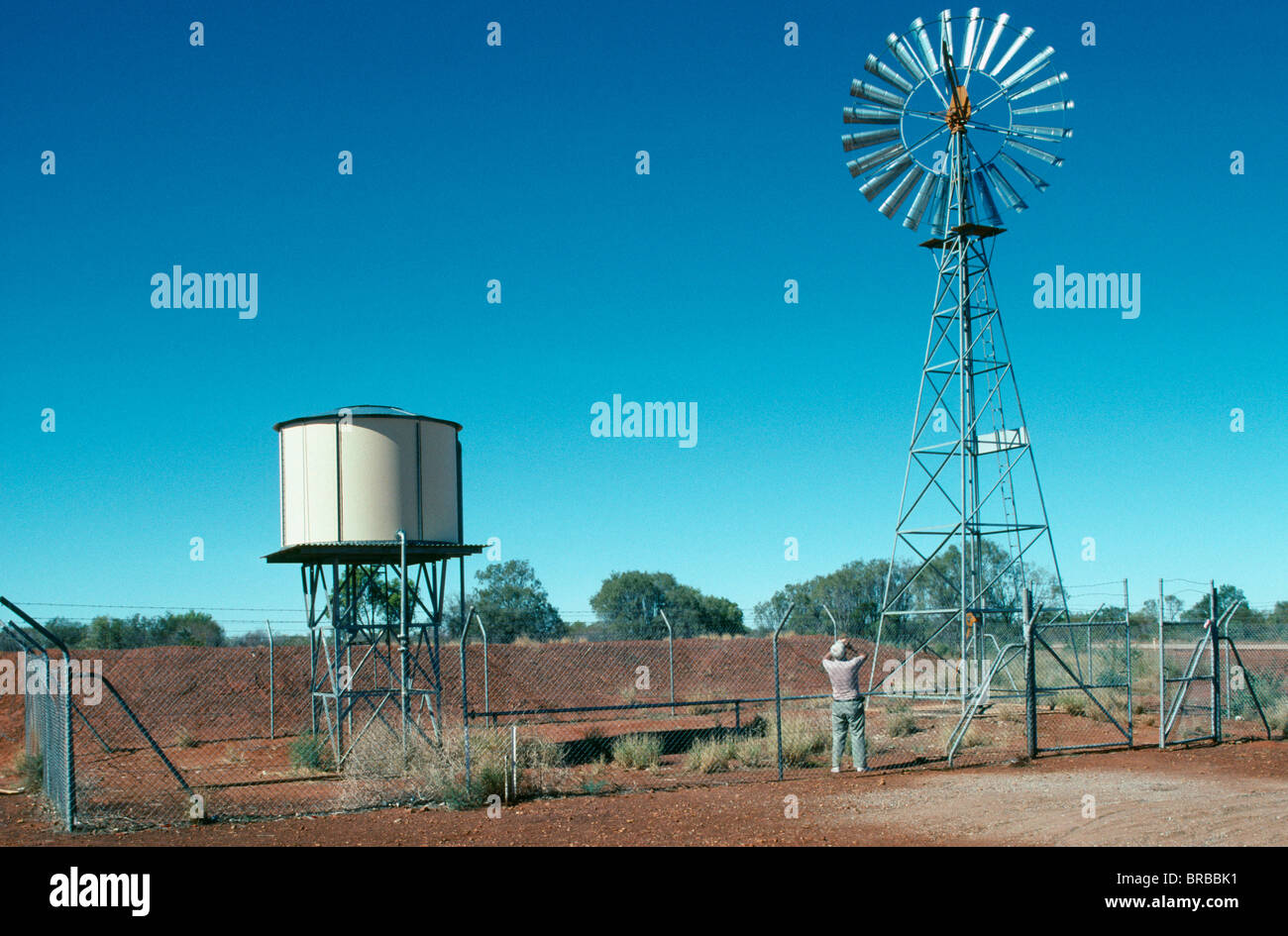 AUSTRALIA Wind pump for an artesian well on outback farm for raising