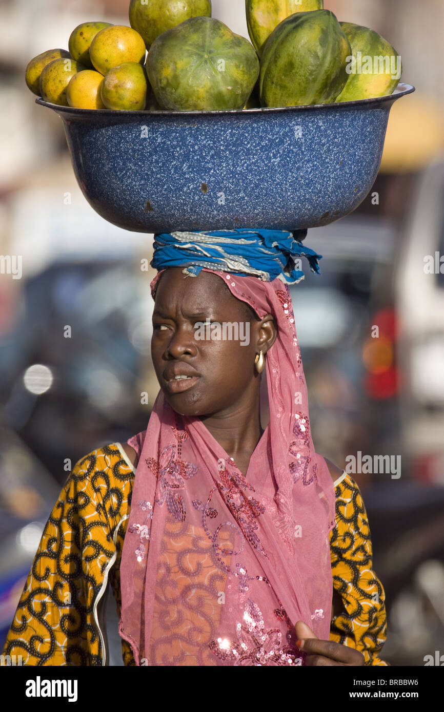 Selling fruit in the market in Ouagadougou, Burkina Faso, West Africa Stock Photo