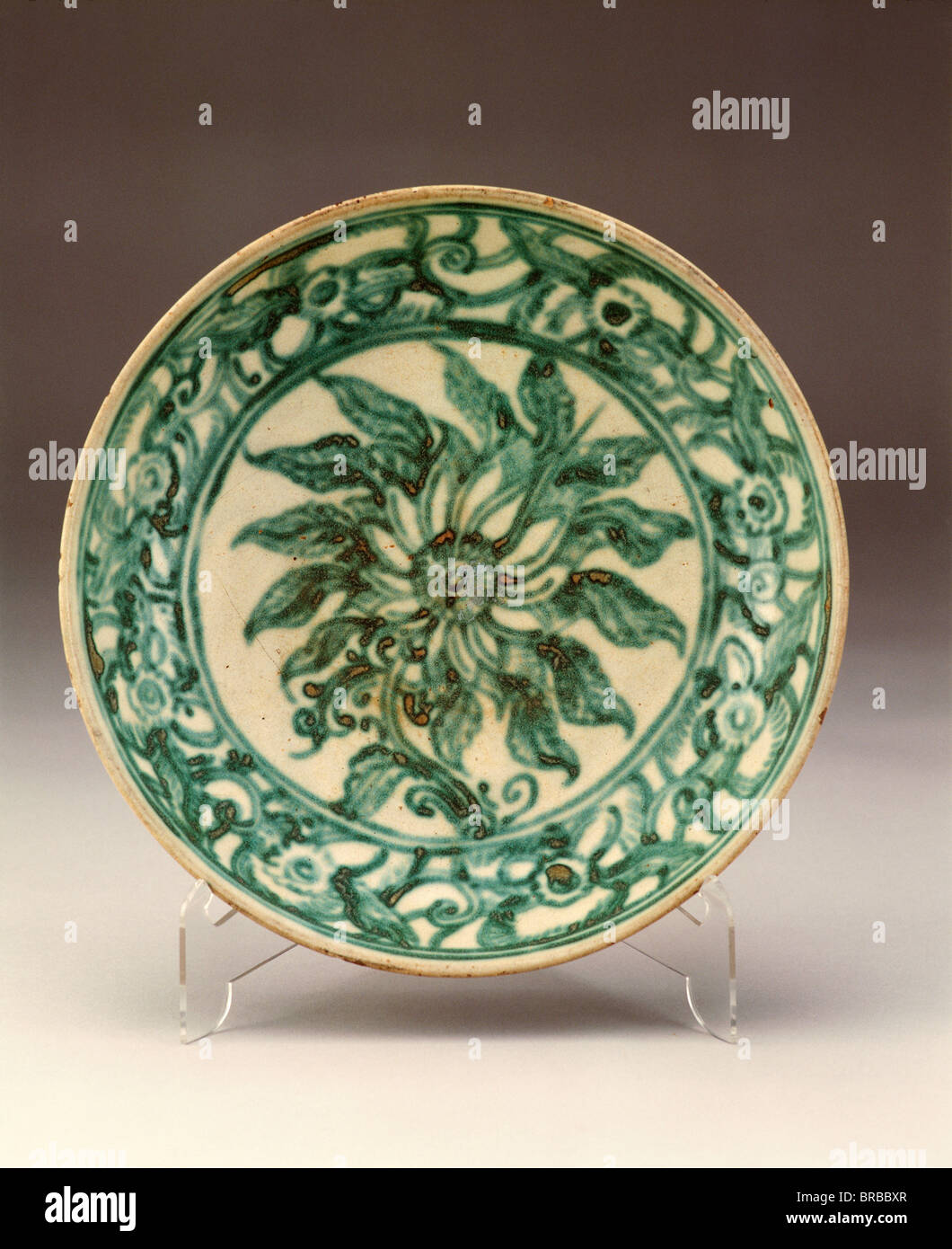Burmese glazed ceramic plate dating from the 15th or 16th century from the Tak excavations, Myanmar (Burma) Stock Photo