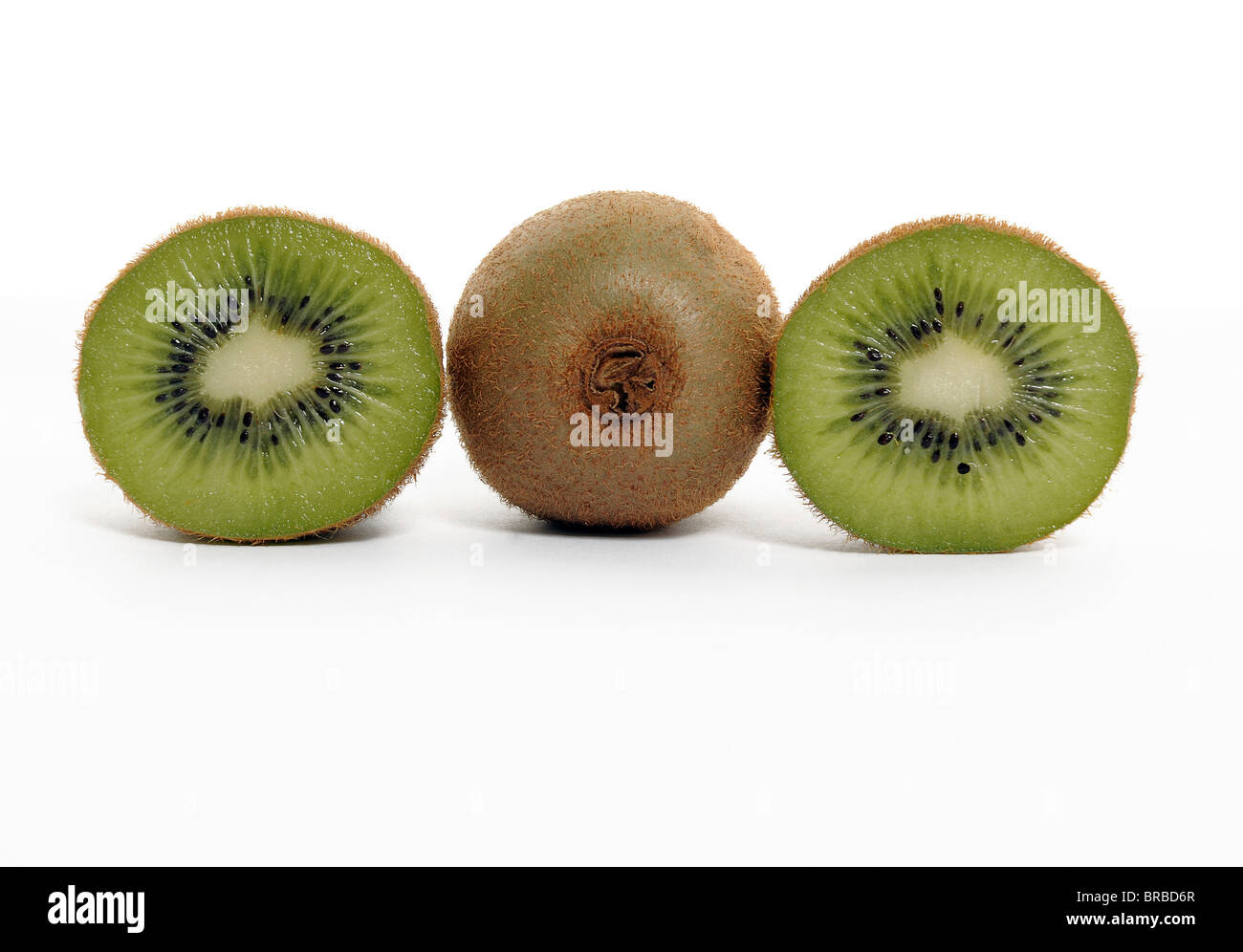 FOOD Fruit Kiwifruit Whole and section through kiwi showing seeds and ...