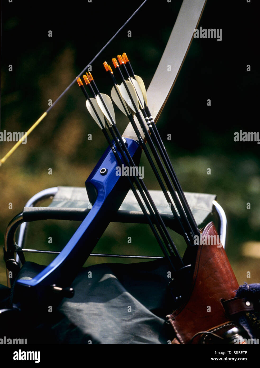 Quiver with arrows and bow Stock Photo - Alamy