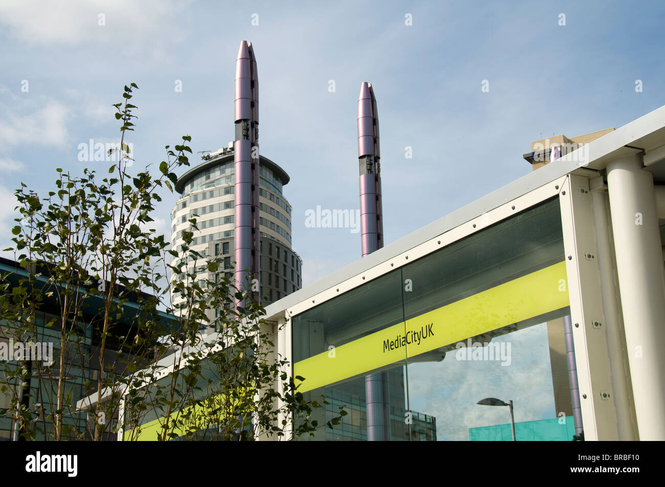 The Metrolink tram station at MediaCityUK, Salford Quays, Manchester ...