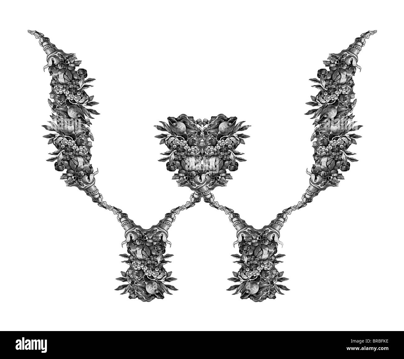 Luxuriously illustrated old capital letter W Stock Photo - Alamy