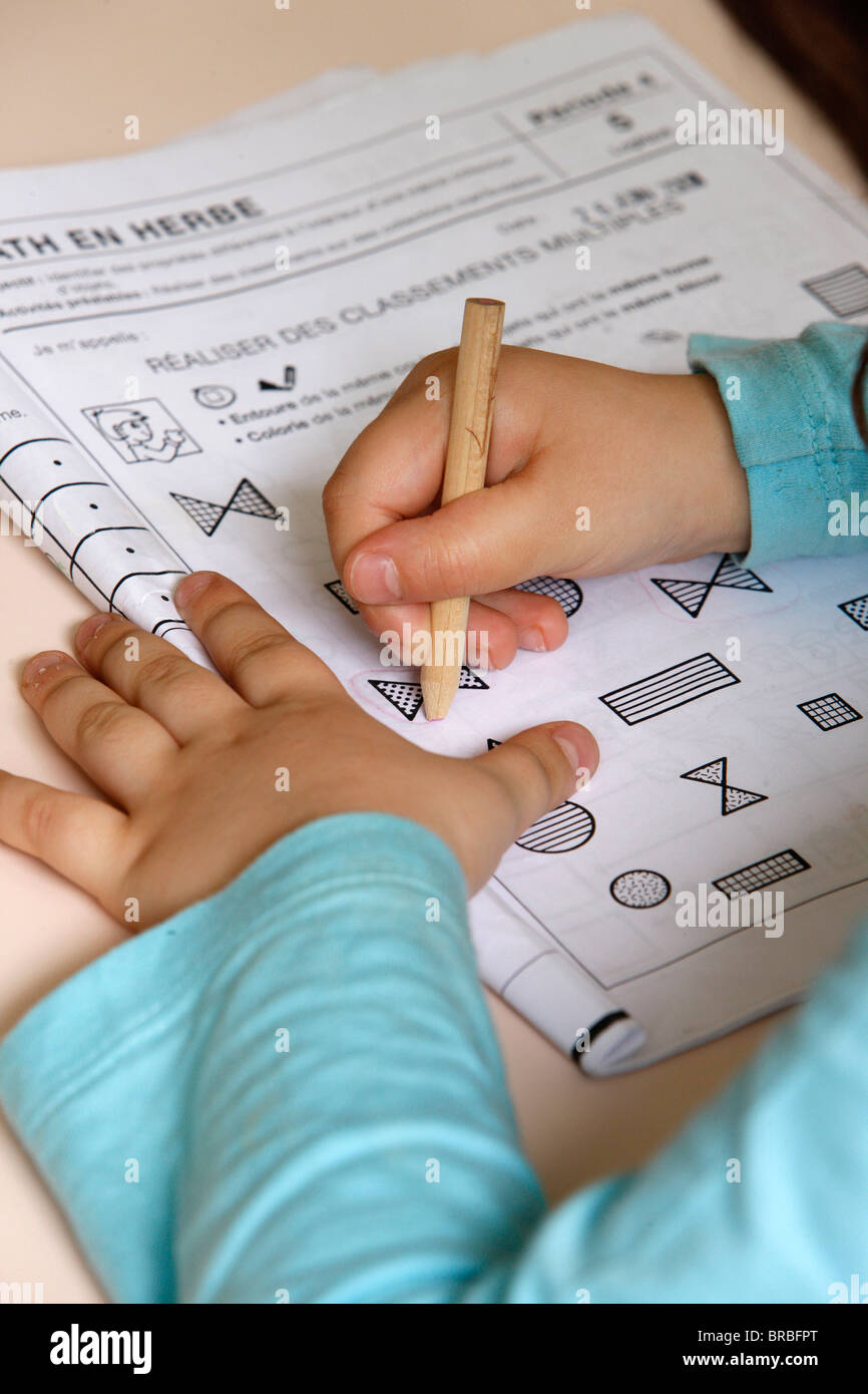 Primary school work, Paris, France Stock Photo