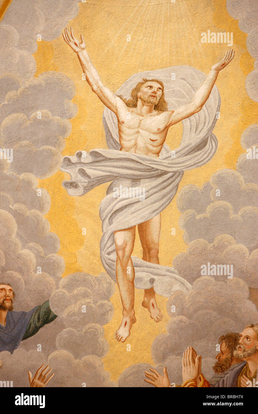 Christ's Ascension in Saint-Nicolas de Veroce church, Haute Savoie, France Stock Photo
