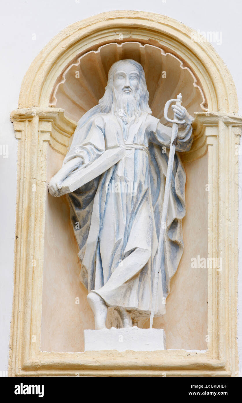 Statue of St. Paul in Saint-Nicolas de Veroce church, Haute Savoie, France Stock Photo