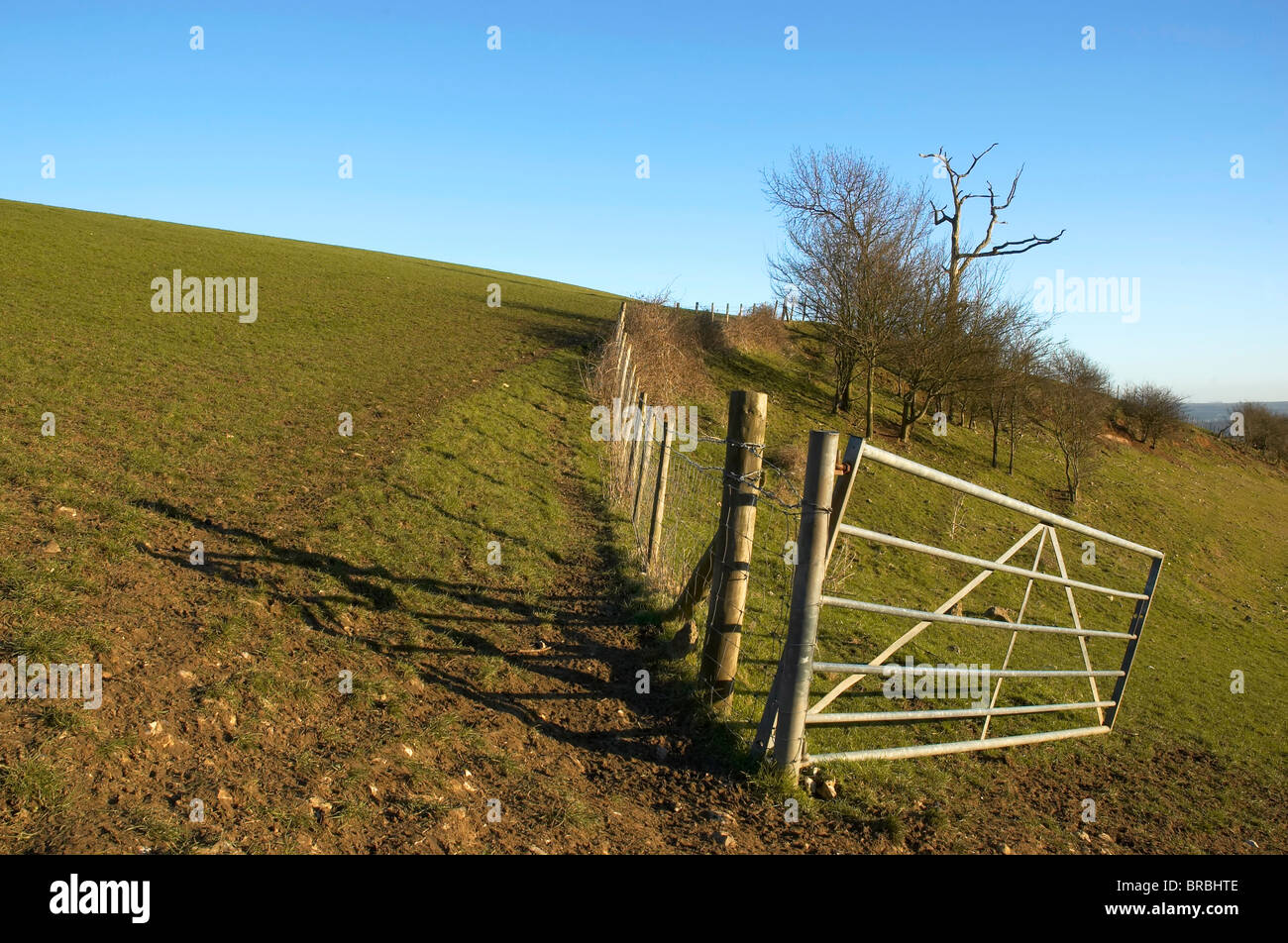 Farm pasture metal fence gate hi-res stock photography and images - Alamy