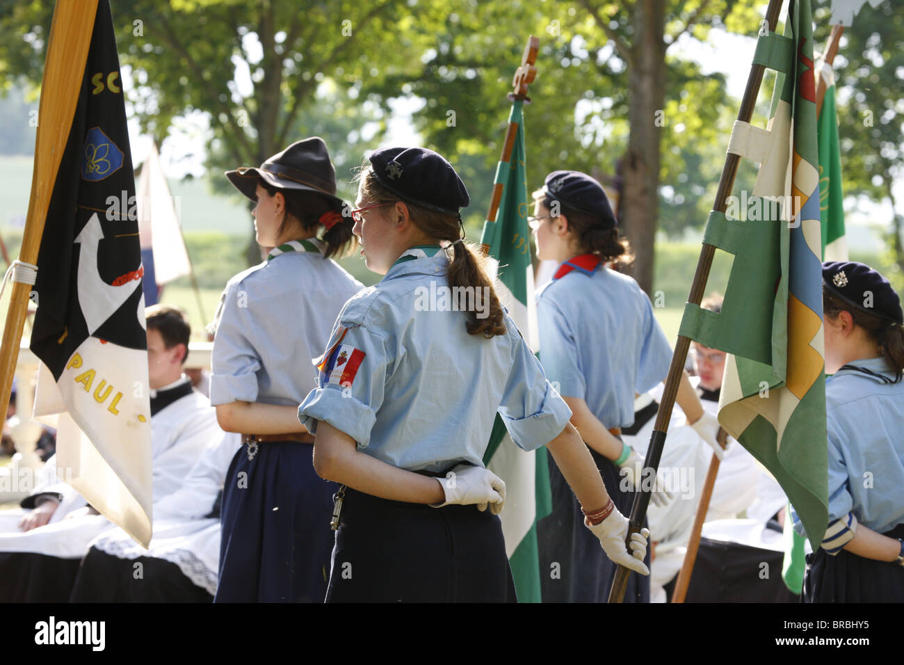 Girl scouts, Villepreux, Yvelines, France Stock Photo