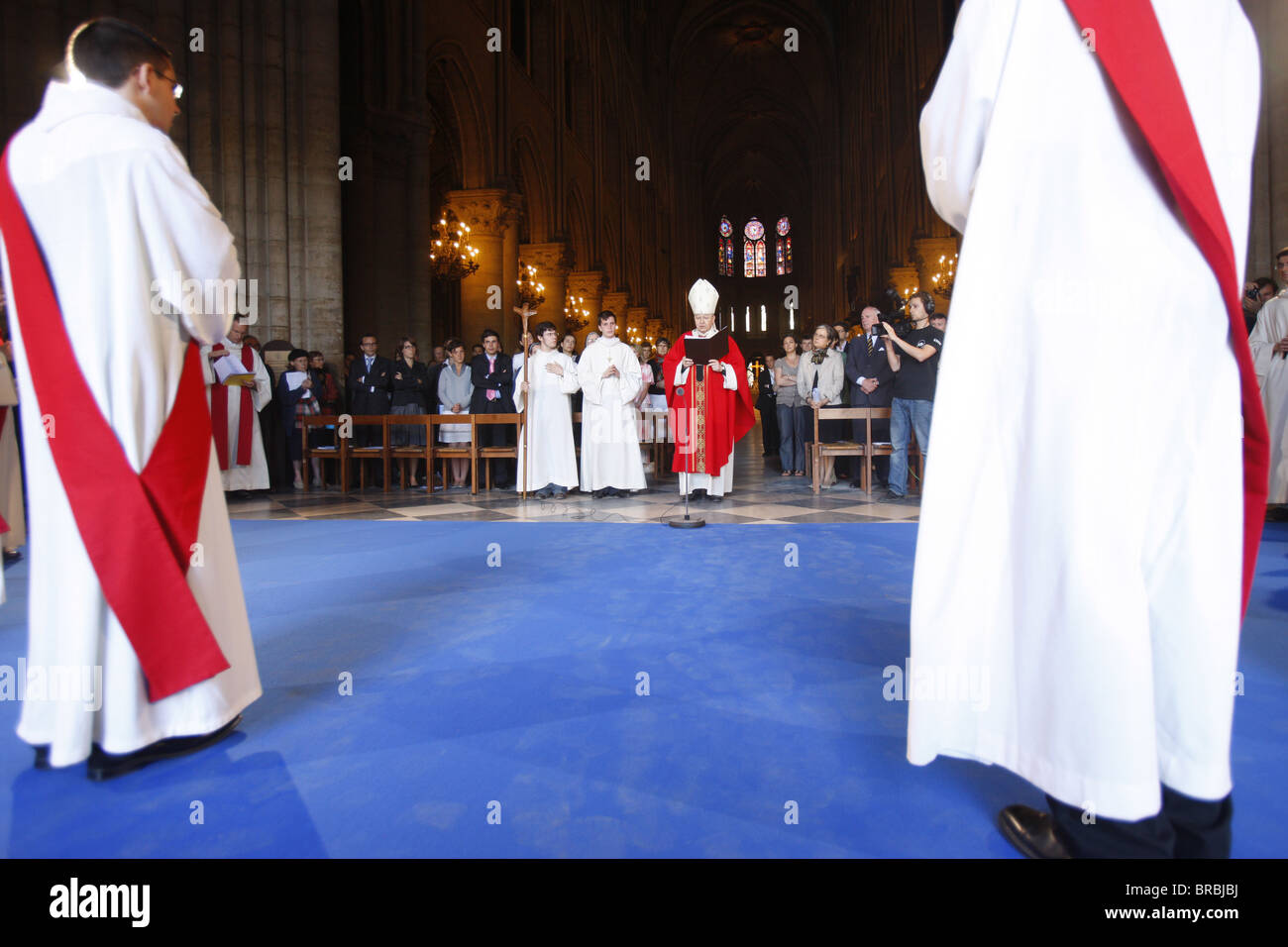 Priest ordinations at Notre Dame de Paris Cathedral, Paris, France Stock Photo