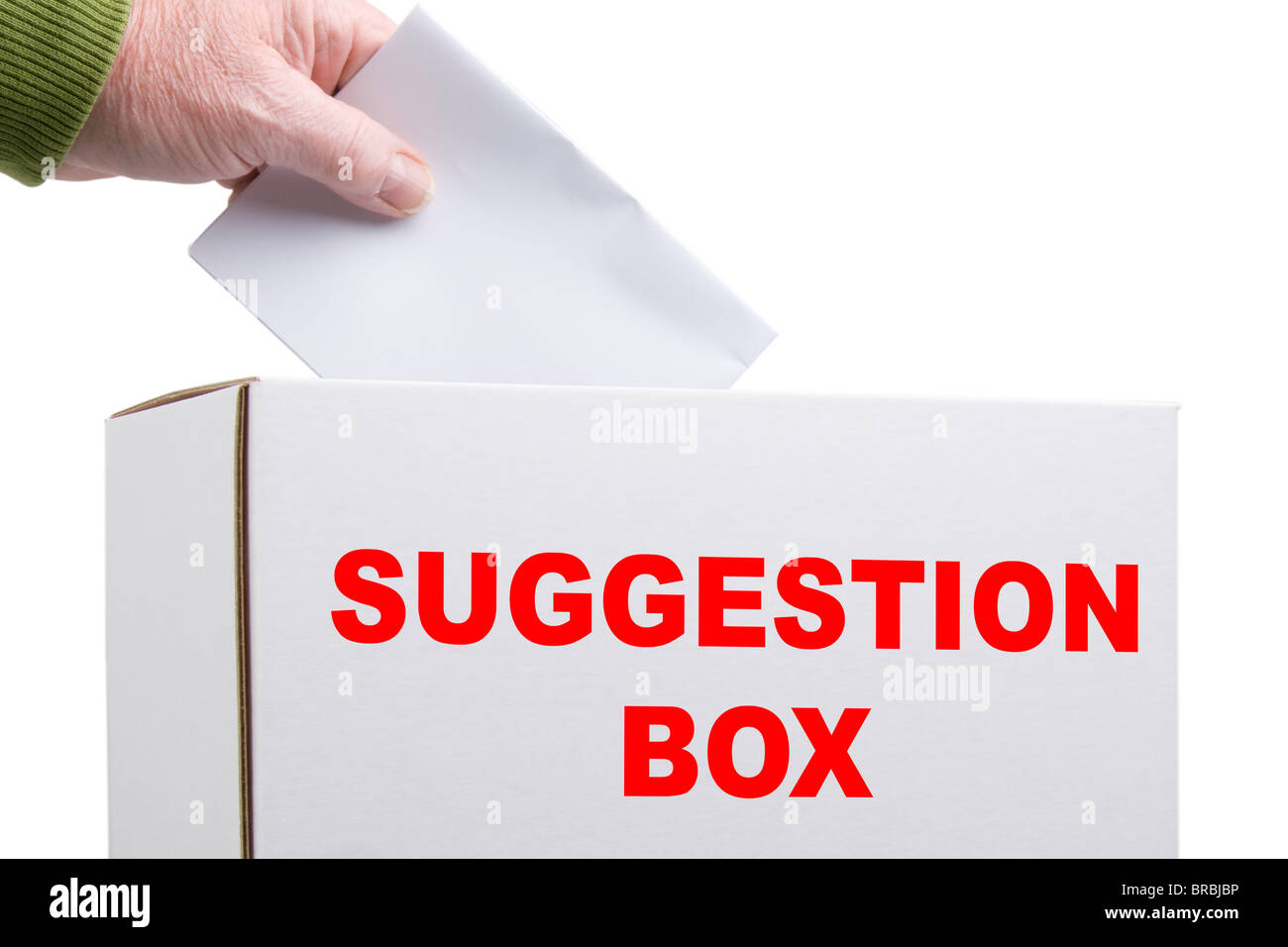 Note placed in suggestion box Stock Photo Alamy