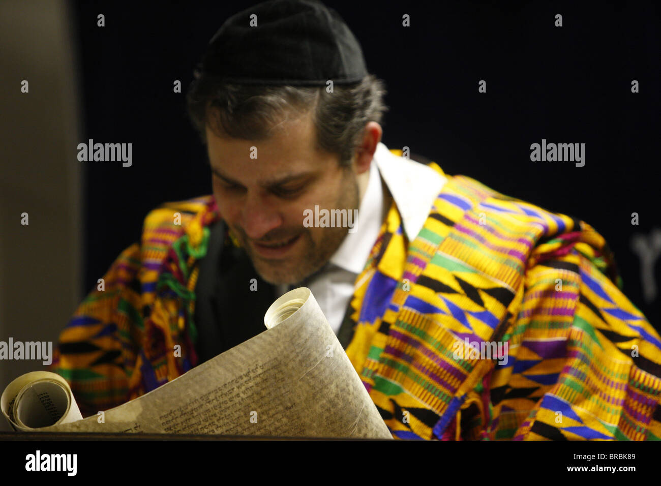 Book of Esther (Meguilah), Purim celebration in a Liberal synagogue, Paris, France Stock Photo