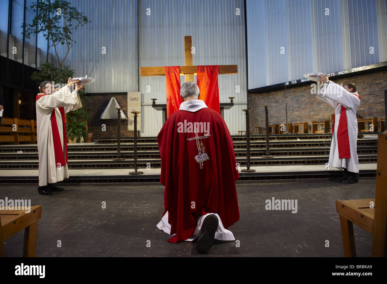 Good Friday celebration in a Catholic church, Paris, France Stock Photo