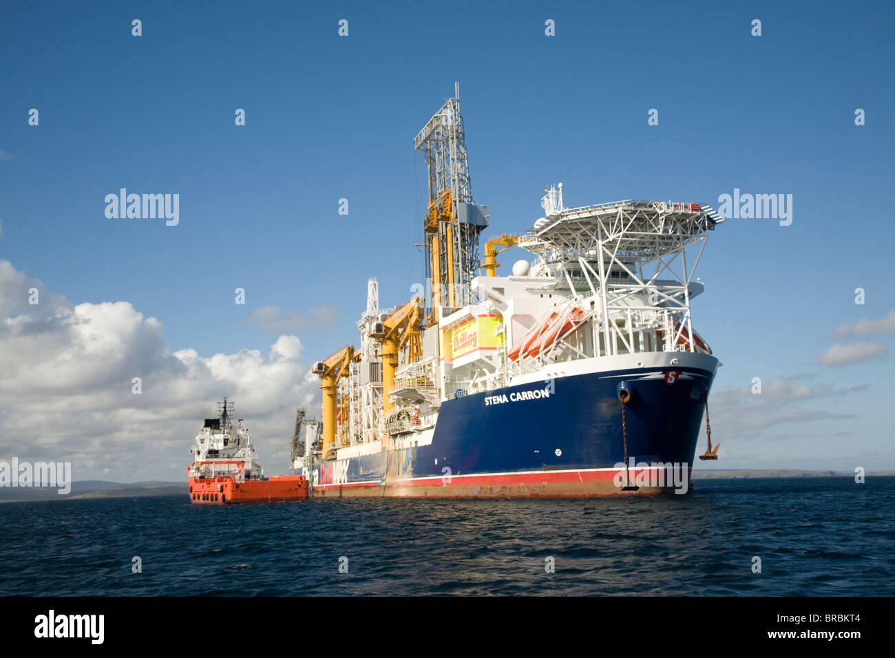 Stena Carron oil drill ship at geo-stationary mooring in Bressay Sound, off Lerwick, Shetland Islands, Scotland, UK Stock Photo