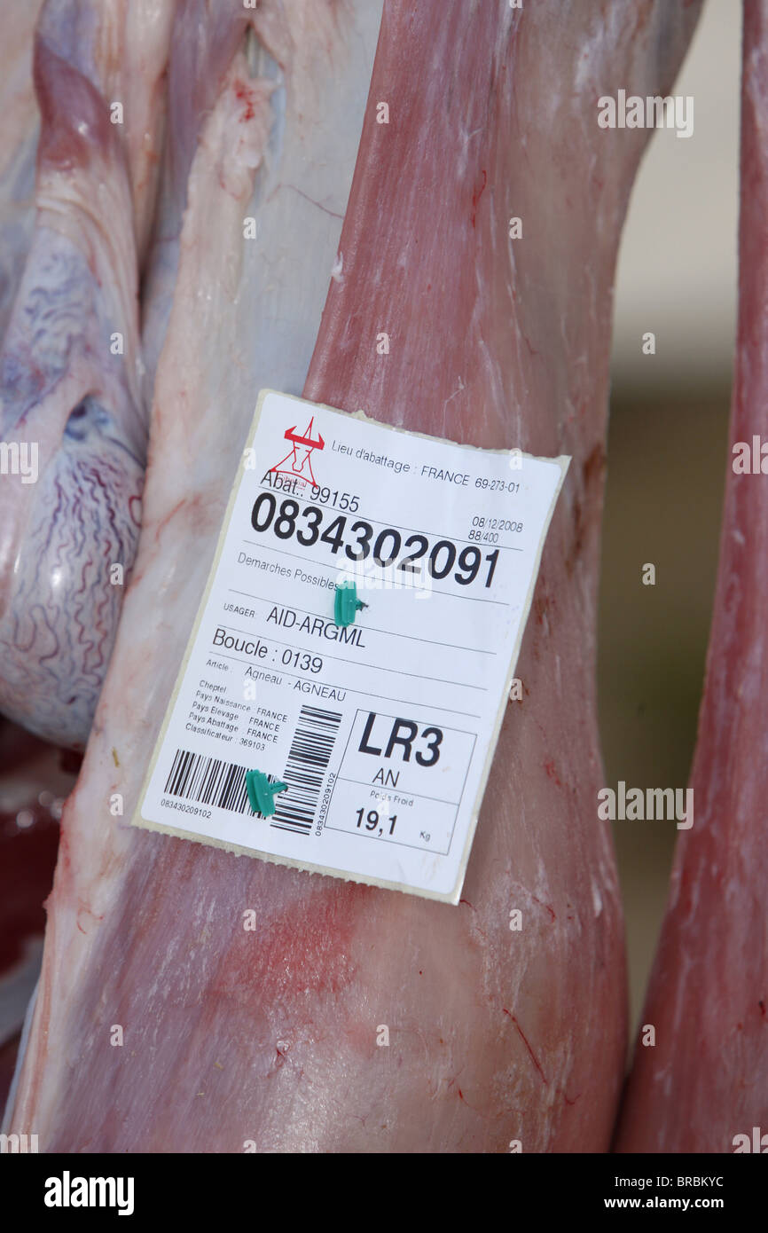 Halal meat for the Muslim Eid-el-Kebir festival, Lyon, Rhone, France Stock Photo