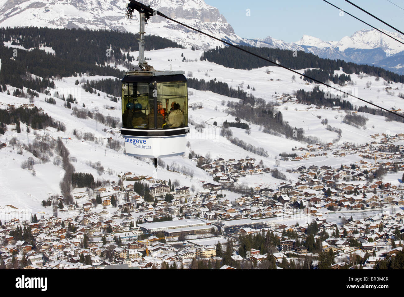 Skilift in Megeve, Haute Savoie, French Alps, France Stock Photo