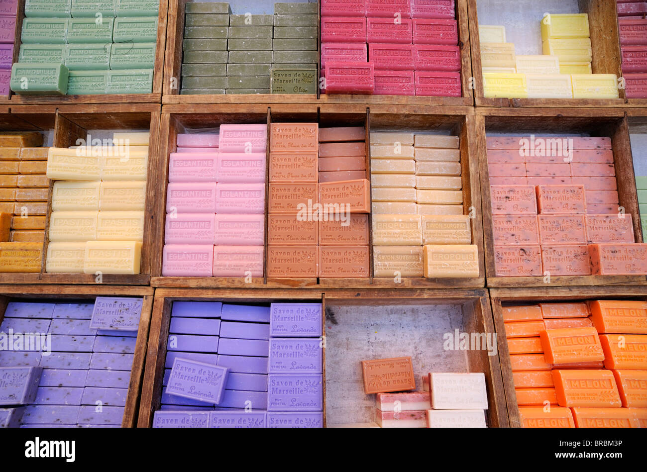 France, Provence, Vaucluse, Orange, market, provencal soap Stock Photo