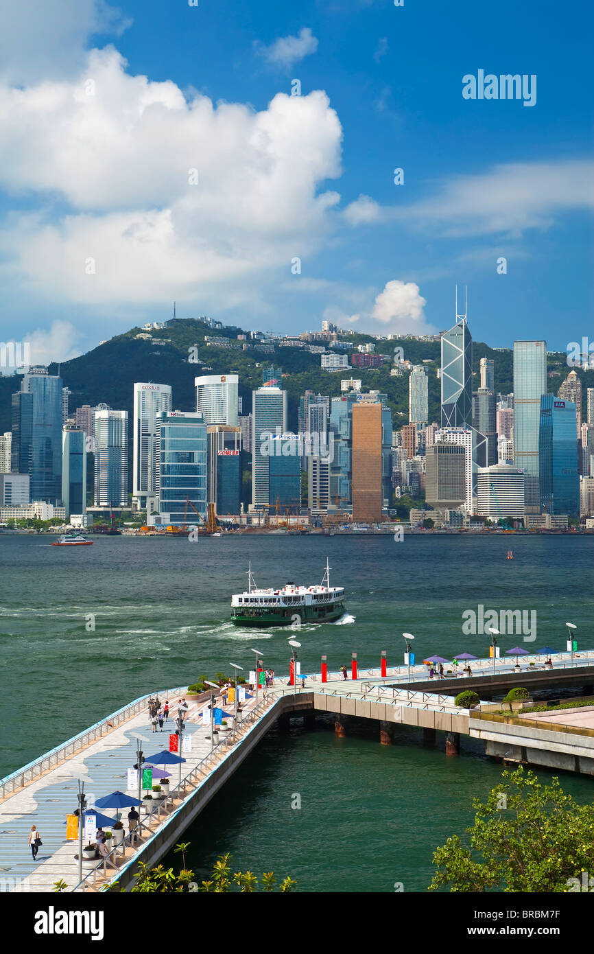 Skyline of Central, Hong Kong Island, from Victoria Harbour, Hong Kong, China Stock Photo