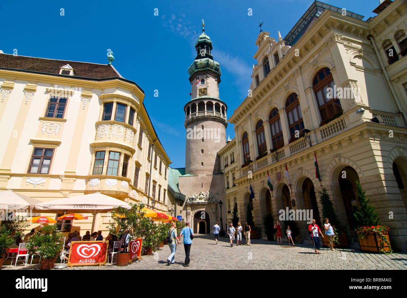 The Tuztorony, old fire tower in the town of Sopron, Hungary Stock Photo